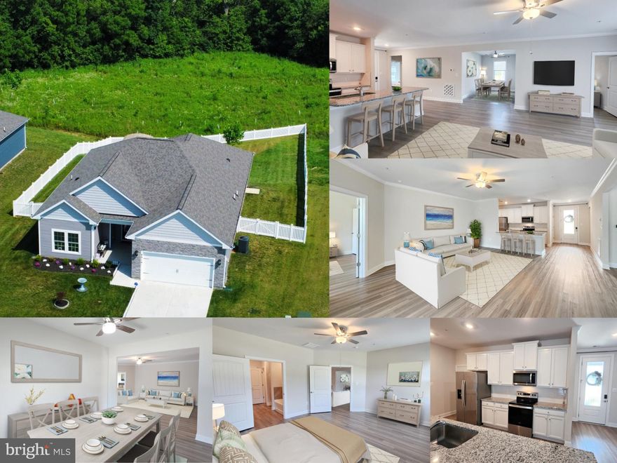 Excellent opportunity for a  ONE year young 4 bedroom 2 bathroom home on over 1/3 acre with a VIEW! Many upgrades inside and out, including huge 30x15 composite/vinyl deck overlooking the conservation area (complete with gazebo shelter and picnic table), decorative fence with lighting along entire rear property line, rear covered patio directly off living room, open floor plan, large primary bedroom with luxury en suite bathroom, formal dining room/flex space, and fully loaded kitchen. Solid surface luxury vinyl plank flooring throughout, custom ceiling fans, upgraded technology/home security package (including PetSafe smartdoor with Wifi, 360 degree Ring cameras, Ring doorbell, Schlage Wifi  deadbolt, Wifi-enabled garage door opener, and more) -- fully loaded and truly turnkey.  So if a  nearly-NEW single level home with a classic white picket fence, an abundance of country views, and a location near Antietam Creek and commuter routes sounds pretty good to you, don't overlook this one!