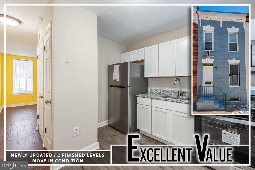 Move right into this beautifully renovated rowhome, where modern updates meet classic charm! Step inside to discover gleaming wood floors that flow seamlessly throughout the home. The main level boasts a bright and spacious living room, perfect for relaxing or entertaining. The stunning chef’s kitchen is a true showstopper, featuring sleek granite countertops, stainless steel appliances, custom cabinetry, and ample prep space for all your culinary creations.  Upstairs, you’ll find two generously sized bedrooms filled with natural light, along with a stylish full bath showcasing elegant finishes. The lower level offers a convenient laundry area and plenty of room for storage, keeping your home organized and clutter-free.  Enjoy the added bonus of off-street parking, making city living even more convenient. With its thoughtful renovations and move-in-ready appeal, this home is a must-see—schedule your tour today!