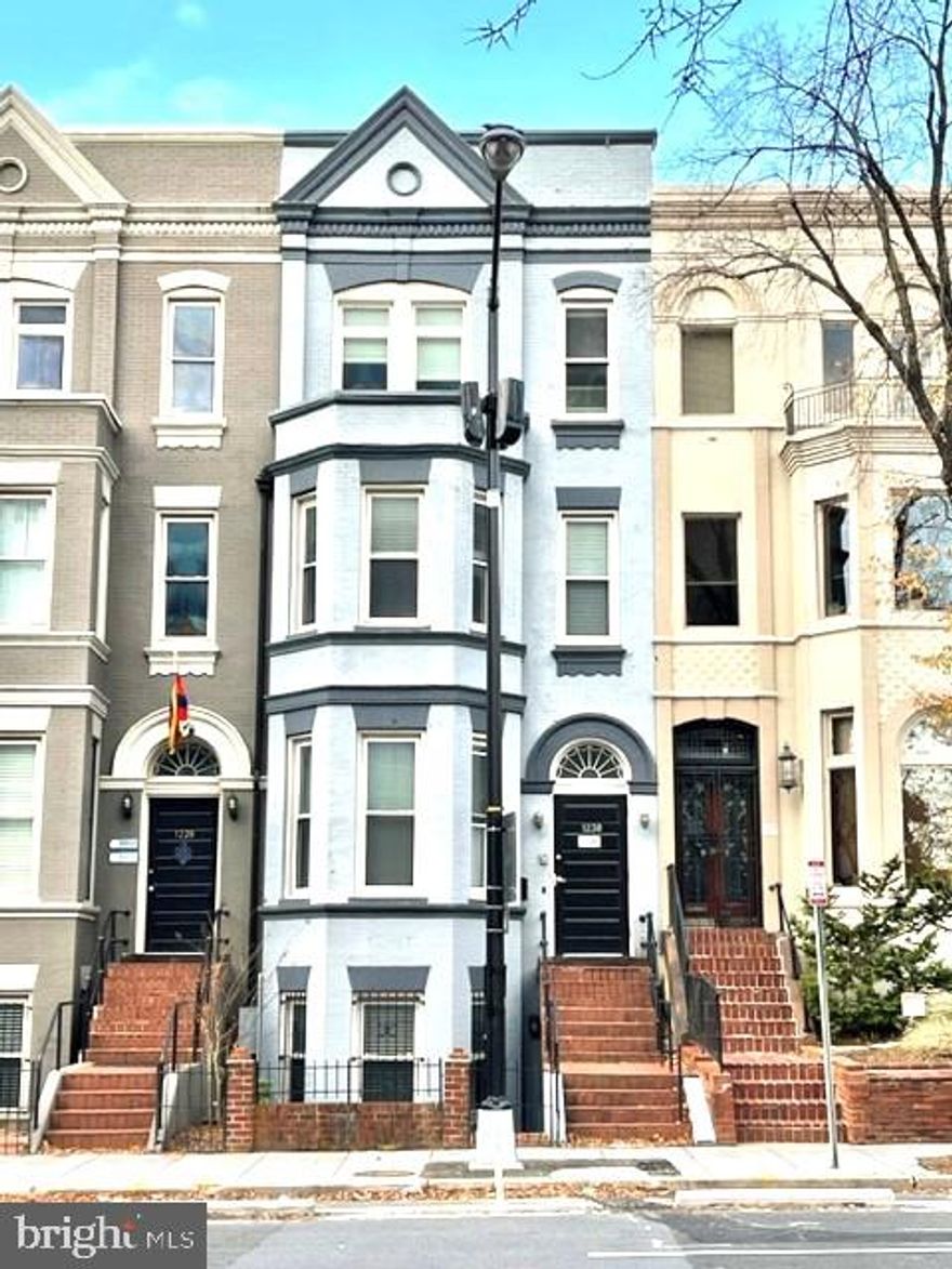 Rare opportunity on a peaceful street in DuPont Circle.  Zoned for mixed use — currently configured as executive office space. Ideal for owner-occupant conversion or investor seeking flexible-use property. 5220 SF on 4 levels with one half bath on each floor, and small rooftop terrace. Two blocks from the Metro. Priced well below recent assessed value of $3.1M. Renovated in 2014.  Surrounded by restaurants, retail and cultural attractions.
