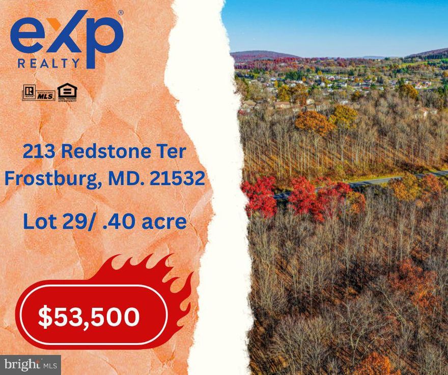 Welcome to Sand Spring Run Subdivision, Frostburg’s premier residential community surrounded by natural beauty and mountain charm. Lot 29 offers 0.4 acres of gently sloping land with breathtaking mountain views, providing the perfect canvas to build your dream home. Enjoy the peace of country living while staying close to everything you need—Frostburg State University, shopping, medical facilities, and easy access to Interstate 68 for convenient commuting. Experience the best of Western Maryland living in a thoughtfully designed neighborhood with protective covenants and restrictions to maintain the integrity and value of your investment. Call today to schedule a tour!