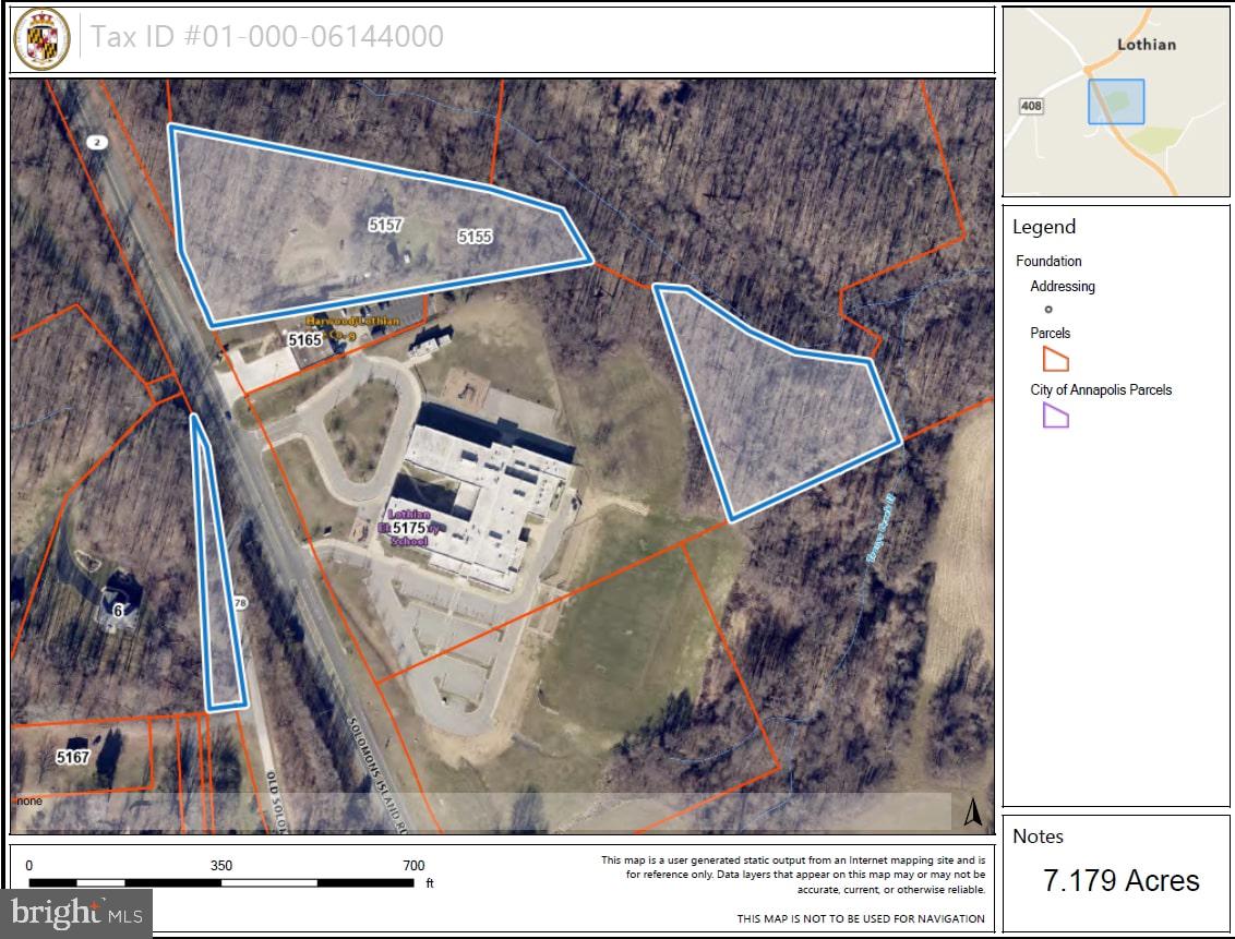 ***Perc Approved*** Discover 7.179 acres of possibilities on Solomons Island Road. This buildable lot is perfect for creating your dream home, offering ample space and freedom to design a property that fits your needs. Conveniently located adjacent to the Lothian Fire Department and Lothian Elementary School, and across from the modern Hitching Post Plaza, this lot provides both practicality and charm. Perc test has not been performed.
This RA-zoned parcel can be purchased separately or as part of a 16.729-acre bundle for $700,000;
2 acres MLS#MDAA2099030, 7.55 acres MLS #MDAA2099038, 7.179 acres #MDAA2099036. The median sales price for new construction homes in the area is $1.1 million, making this a promising location for building your custom home. We have a preferred builder we can connect you with! Contact us today to get started.