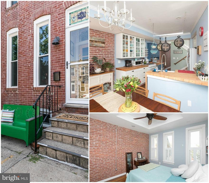 Unique Locust Point restoration with tons of charm! Original restored hardwood throughout, kitchen w. farmhouse sink, smart storage & butchers block counters made from reclaimed bowling alley lanes, & dining room leading to large patio (potential parking!). Upstairs has two well-appointed bedrooms w/ large closet & a full bathroom w/ heated floors & oversized tub, plus separate laundry.