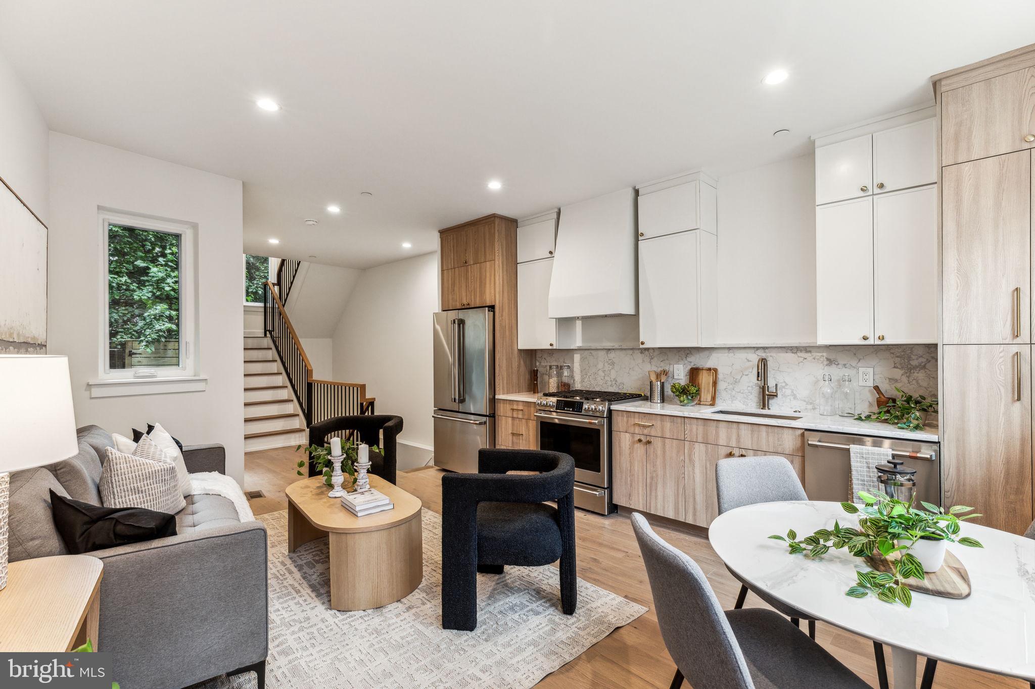 Welcome to 1040 S Randolph St, a stunning 1,800 sq. ft., 4-bedroom, 3-bathroom new construction home located on a picturesque street in Queen Village. This custom-built home offers exceptional craftsmanship and luxurious living, with convenient access to Center City, the Italian Market, and Old City. Step inside to enjoy an open-concept living area featuring engineered hardwood floors and a gourmet kitchen with custom cabinetry and stainless steel GE Café appliances.
On the second floor, you'll find a spacious laundry room, a hallway bathroom with a tub/shower, and a bedroom. The third level boasts a large bedroom with a walk-in closet equipped with built-in storage, and an en-suite bathroom with a beautiful glass-enclosed shower. The fourth floor also features a large bedroom with a walk-in closet with built-ins, and an en-suite bathroom with a beautiful glass-enclosed shower.
The basement offers space for an optional fourth bedroom or an office/entertainment area. This property also includes 2 HVAC units, 10-year tax abatement and a one-year builder's warranty. Don't miss this unique opportunity in vibrant Queen Village.
