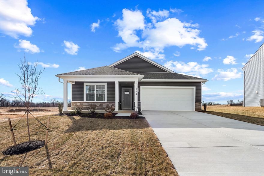 Main level living with huge backyard! Under construction for a February closing. Final sales price advertised. Welcome home to this beautiful 4-bedroom, 2 bath ranch-style gem situated on a lot overlooking the farm! This home features an open concept layout ideal for modern living, seamlessly blending the kitchen, dining and living areas for effortless entertaining and family time.
Step into the stylish kitchen, complete with quartz countertops, stainless steel appliances, and plenty of cabinet space. The sleek luxury vinyl plank (LVP) flooring runs throughout the main living areas, offering both durability and elegance. Outside, enjoy a large backyard that's perfect for hosting gatherings, playing with pets, or simply relaxing after a long day.
The new home comes equipped with smart home technology including; video doorbell, smart door lock, smart switch, smart plug, amazon echo pop, smart thermostat and smart panel that connects to your phone making it easier than ever to control your house no matter where you are! Take advantage of incentives and rate options using DHI mortgage, making your new home MORE AFFORDABLE than ever
HIGHLIGHTS:
4 Spacious bedrooms & 2 full baths
Open concept design with modern finishes
Quartz countertops & stainless steel appliances
Durable LVP Flooirng throughout 
.29 acre lot overloking the farm
Just minutes from major highways - a commuters dream!
Close to shopping, dining, and entertainment options
Don't miss your chance to own this home in a prime location. Schedule your showing today!