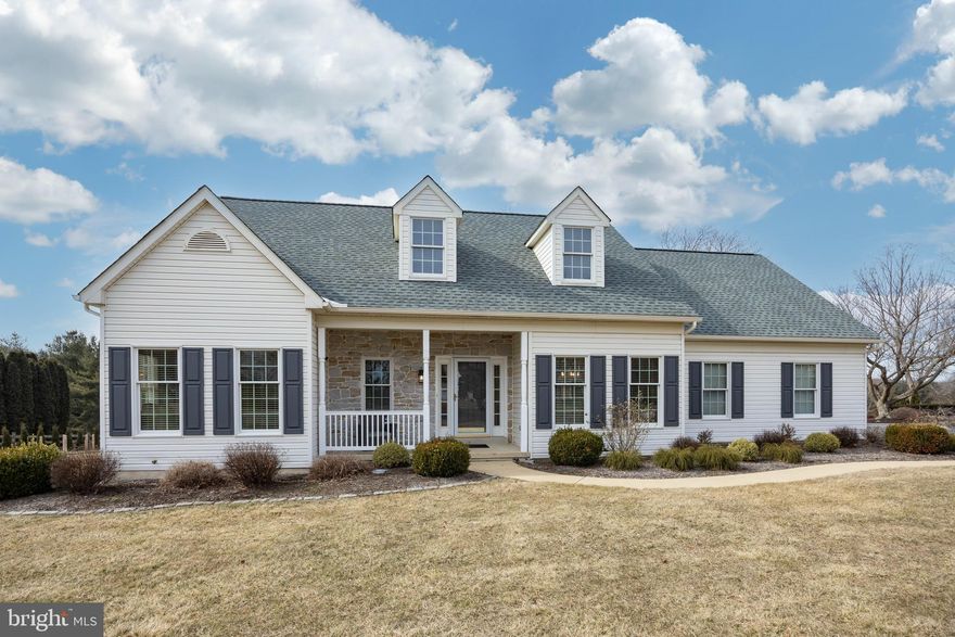 This charming 4-bedroom, 2.5-bath Cape Cod in the Cedar Knoll community of West Brandywine Township sits on a spacious 0.97-acre lot and boasts numerous recent upgrades. These include a new roof (2024), new well pump and holding tank (2022), new water heater (2020), new A/C unit (2020), and new HVAC system (2019). 
Step onto the welcoming covered front porch and enter the foyer, where you'll be greeted by hardwood flooring. To the right, the formal dining room features elegant chair rail and hardwood floors. The remodeled eat-in kitchen showcases granite countertops, a breakfast bar, tile flooring and backsplash, and stainless-steel appliances. From the kitchen, you’ll have access to the laundry room with a utility sink, the 2-car garage that has pull-down stairs leading to a floored storage space above, and the deck and patio equipped with an electric awning.
The bright and inviting sunroom is a cozy retreat, featuring a gas fireplace with a new surround, two skylights, and a French Door to the rear deck. The first-floor primary bedroom offers new carpeting, a walk-in closet, and a vanity area with a makeup mirror. Its en-suite bathroom includes a large shower, a new vanity, and a new toilet. Completing the first floor is a convenient powder room with a new vanity and toilet.
Upstairs, the second floor features new carpeting throughout, along with three spacious bedrooms, two of which have walk-in closets. There is a hall bathroom with shower/tub combination that completes this floor. A whole-house generator ensures power to most of the home.
Conveniently located just minutes from Route 30 Bypass, Brandywine YMCA, and Hibernia Park, this home is a must-see. Schedule a visit today—you won’t want to leave!