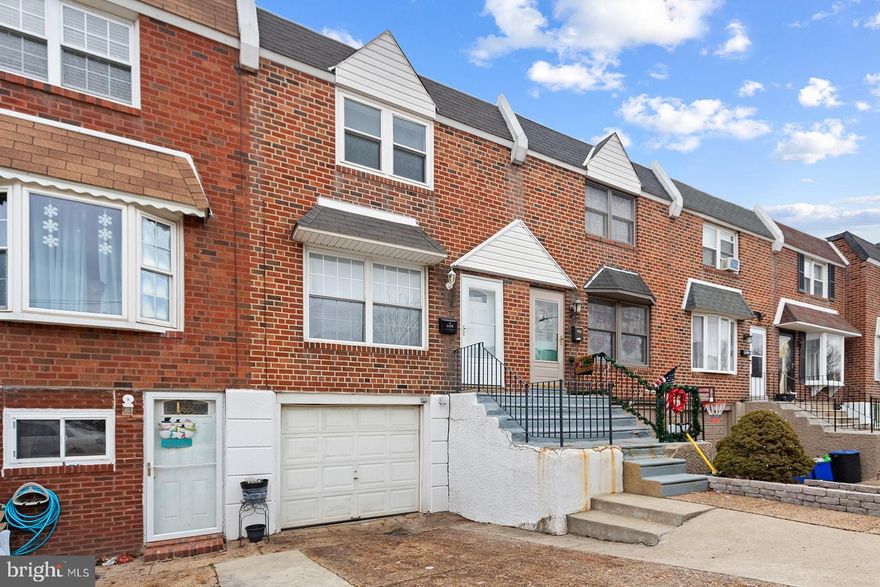Bridesburg Beauty with garage and parking space (2 car parking).  3 bedrooms, 1 & 1/2 baths, close to Betsy Ross Bridge, entries to I-95 & Septa Routes J, 25 and 73.  Close-knit, fun block.