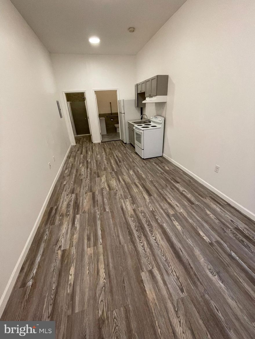 Newly Renovated- Efficiency - Like new appliances, refrigerator included.  Wheelchair accessible, bus stop on corner. Water included.  Apartment qualifies for Section 8 and most veteran programs. Tenant pays electric.