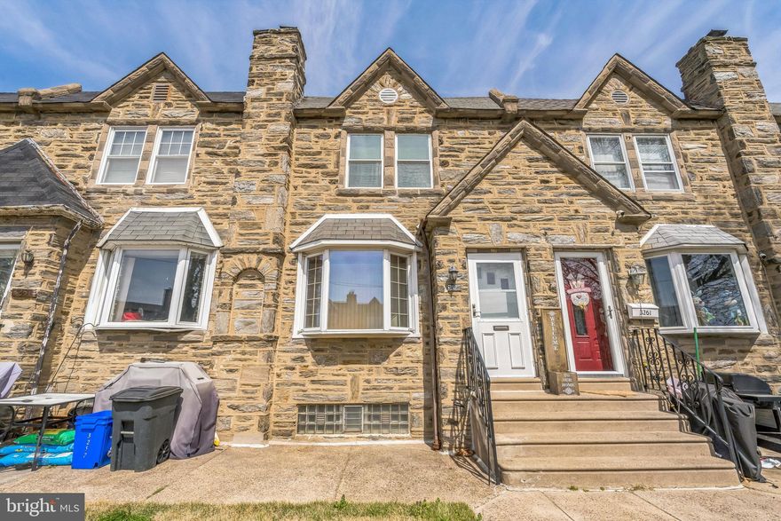 Well maintained 3 bedroom stone straight through in West Mayfair. Walk through spacious living room with wall-to-wall carpeting throughout and into large formal dining room. Walk past dining room into kitchen with gas cooking. Walk upstairs to three spacious bedrooms and full hall bathroom. Walk downstairs partially finished basement, half bathroom and laundry room. One-car attached garage and additional one car parking in rear driveway. Property is equipped with natural gas hot water heat.  Minutes from I-95, major highways and walking distance to public transportation and shopping.  Make your offer today !