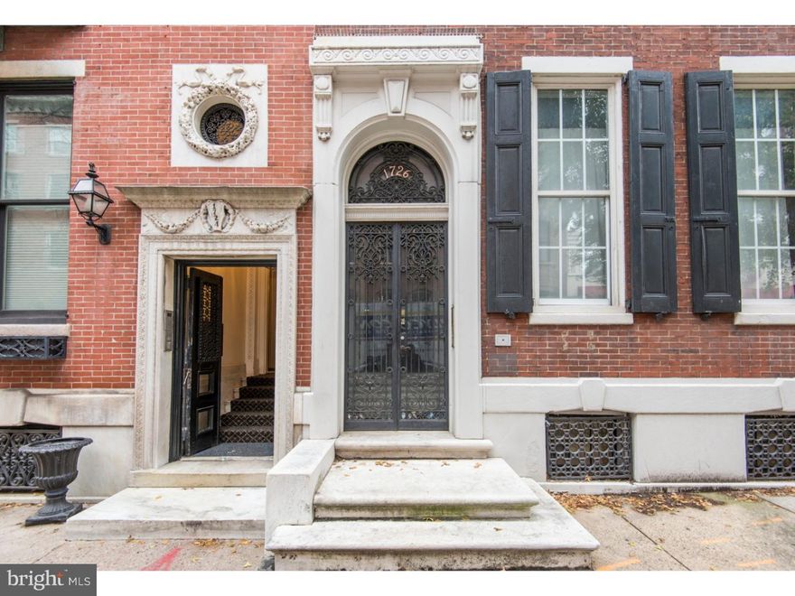 A completely rare find in Rittenhouse. This mansion, with parking space for 8 cars is approximately 10,000 square feet of old school Philadelphia glamour. This stately home faces Spruce, but the massive lot at the back could be space for another single family home, with the address 1727 Delancey. The home itself is already flexibly zoned for 5 units, or it could be a regal single family home-the possibilities are endless. Extravagant lot dimensions, extraordinary period rooms, inlaid bordered floors, elegant plaster & wood moldings, light filled and soaring ceilings, perfect proportions, period mirrors & cabinetry, marble mantles. Condominium conversion, subdivision, and new construction potential-use your imagination!