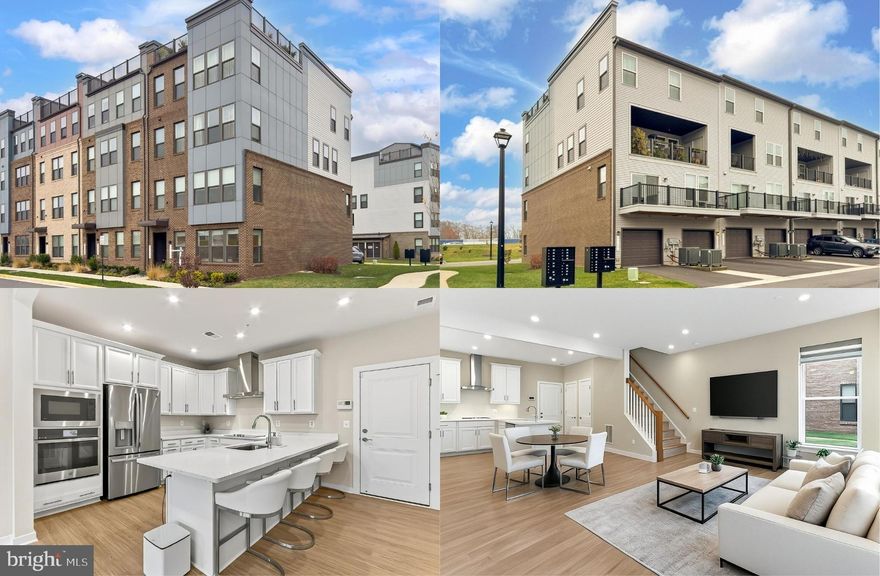 Modern end unit 2-level townhome-style condo with garage in the sought-after Ashbrook Place community, built in 2022! This beautifully designed home offers an open-concept main level with high ceilings, warm light oak luxury vinyl plank flooring, and tons of natural light from an abundance of windows on 3 sides. Spacious living and dining areas flow into a gourmet kitchen with pristine white 42” cabinetry, beautiful quartz countertops, stainless steel appliances, wall oven, built-in microwave, cooktop with sleek suspended hood vent, and a large peninsula island — perfect for entertaining. A convenient half bath and garage access completes the main level. Upstairs features two generous bedrooms, a versatile loft area with balcony access (easily converted into a third bedroom), and a hall bath with tub/shower combo. The primary suite boasts a wall of windows, plush carpeting, two walk-in closets, and a private spa-like ensuite bath with a dual sink vanity, water closet, and an oversized frameless glass enclosed shower. The attached 1-car garage plus driveway parking adds convenience. The community offers great amenities including bike trails, a dog park, and beautifully maintained common areas. Prime location — just a 5-minute walk to One Loudoun for shopping, dining, and entertainment, and easy access to Dulles Airport, Metro, and DC. If you’re looking for a stylish, contemporary home, featuring designer finishes, comfort, and convenience, look no further this is it!
