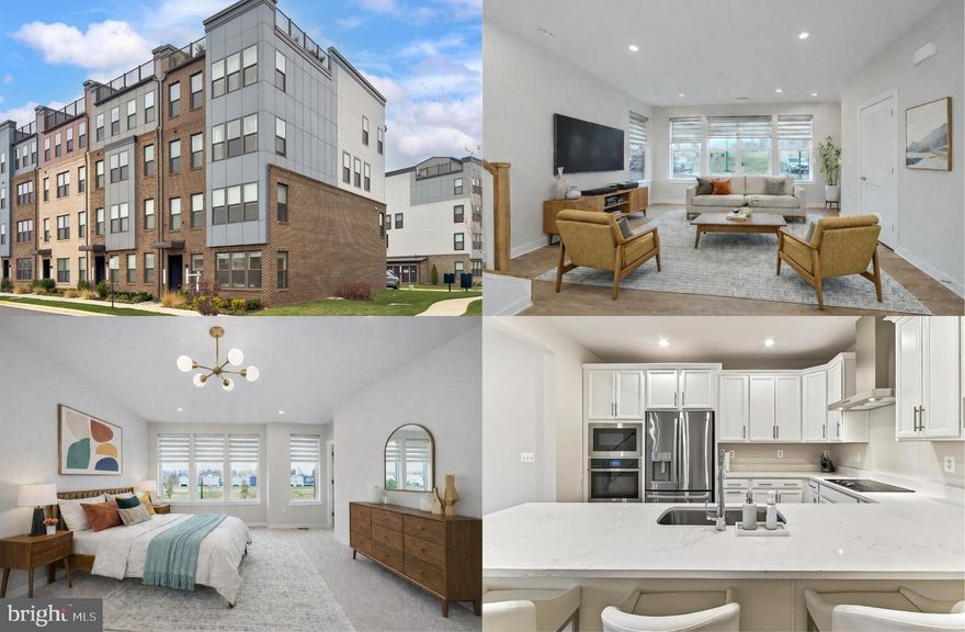 Modern end unit 2-level townhome-style townhome with garage in the sought-after Ashbrook Place community, built in 2022! This beautifully designed home offers an open-concept main level with high ceilings, warm light oak luxury vinyl plank flooring, and tons of natural light from an abundance of windows on 3 sides. Spacious living and dining areas flow into a gourmet kitchen with pristine white 42” cabinetry, beautiful quartz countertops, stainless steel appliances, wall oven, built-in microwave, cooktop with sleek suspended hood vent, and a large peninsula island — perfect for entertaining. A convenient half bath and garage access completes the main level. Upstairs features two generous bedrooms, a versatile loft area with balcony access (easily converted into a third bedroom), and a hall bath with tub/shower combo. The primary suite boasts a wall of windows, plush carpeting, two walk-in closets, and a private spa-like ensuite bath with a dual sink vanity, water closet, and an oversized frameless glass enclosed shower. The attached 1-car garage plus driveway parking adds convenience. The community offers great amenities including bike trails, a dog park, and beautifully maintained common areas. Prime location — just a 5-minute walk to One Loudoun for shopping, dining, and entertainment, and easy access to Dulles Airport, Metro, and DC. If you’re looking for a stylish, contemporary home, featuring designer finishes, comfort, and convenience, look no further this is it!