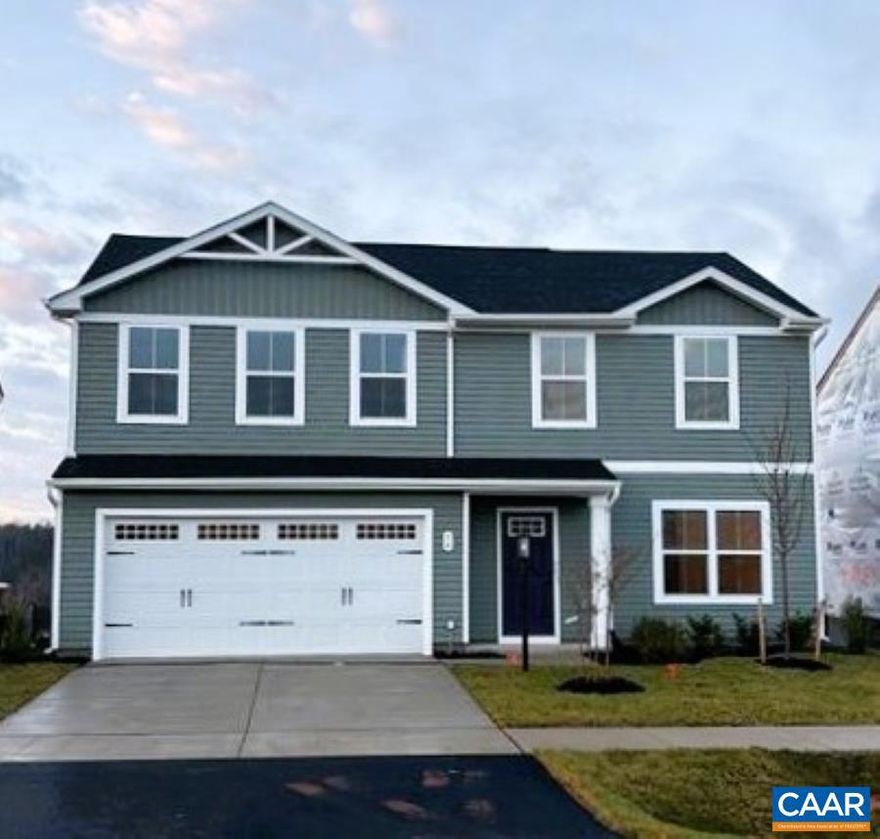 Introducing Creekside 2-Story Single Family Homes, Greene County?s NEWEST amenity filled community featuring 2 pools, clubhouse with fitness center, playground, pickleball, walking trails and much more! Located north of Charlottesville on 29, set in a peaceful setting with beautiful mountain views. This To-Be-Built CEDAR Floorplan features 4 bedrooms, 2.5 baths, home office and a 2 car garage. An open concept design with a spacious owners suite with private bath & walk-in closet. Enjoy a gourmet kitchen with maple cabinetry, spacious kitchen, granite counters and stainless steel appliances. Enjoy 3 guest rooms and a bedroom level laundry room with washer/dryer included. PLUS, take advantage of $15,000 in additional savings to be used towards closing costs or securing your lowest possible payment. Every new home in Creekside is tested, inspected and HERS scored by a third-party energy consultant and a third-party inspector.,Maple Cabinets,Painted Cabinets,Quartz Counter