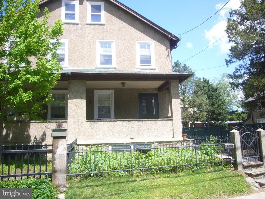 This handsome stucco porch front twin offers three bedrooms and 1.5 baths.  There is a cheerful living room with wood burning fireplace and coat closet, a formal dining room and spacious eat-in kitchen.  In addition the first floor includes a laundry and powder room. The property offers great storage space in the third floor attic and in the full unfinished basement. Relax in the pretty fenced yard with flagstone patio and garden shed.  There is a detached one car garage included. What a great location! Enjoy Pastorius Park, the quaint shops & restaurants of Chestnut Hill, the convenience of the local train lines and walks along the beautiful Wissahickon Creek.