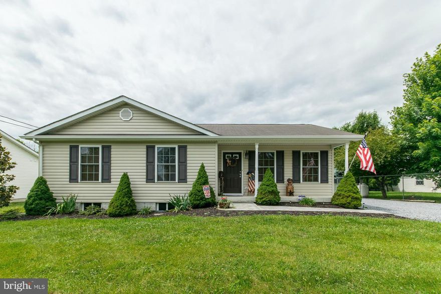 Immaculate rancher waiting for you!   This 3 bedroom, 2 bath home just minutes from I-81 features an open floor plan with vaulted ceiling, fully equipped kitchen with stainless steel appliances and a breakfast bar, front porch, covered deck in rear, play yard, landscaping,  full unfinished basement and expansive driveway.  No HOA.
