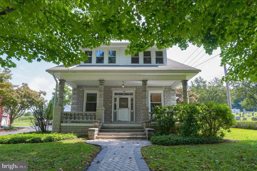 Gorgeous curb appeal cape cod on quiet country setting with mature trees, landscaping and welcoming full front porch. Remodeled throughout, fresh paint and refinished hardwood floors. Updated kitchen with new appliances and updated bathroom with new vanity. Large detached garage with additional built on storage shed. Could easily be made into a workshop or 3rd garage bay. Large yard extends beyond garage to provide plenty of usable yard space.