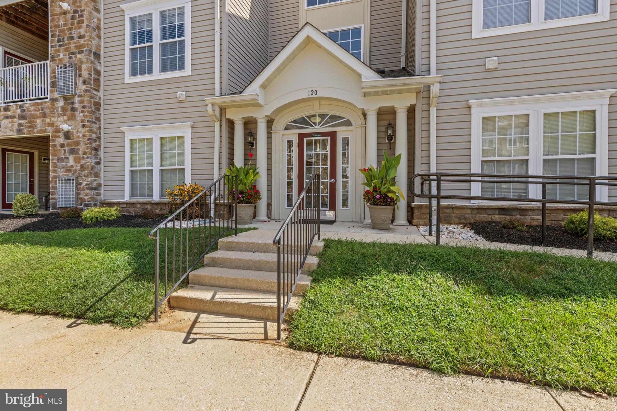 Gorgeous, ground level condo with private patio at Hearthstone at Village Square 55+ community! Buildings provide easy living with an elevator and front ramp for easy access. This first floor unit faces the rear of the building, offering a ground level patio with plenty of green space! Elegant features throughout with a spacious floor plan. Large kitchen with stainless steel appliances, closet pantry, and washer/dryer closet. 2 bedrooms and 2 bathrooms, each with private bathroom and ample closet space. Extra den/office area off of the living/kitchen area.
Close to restaurants and shopping, everything Bel Air!