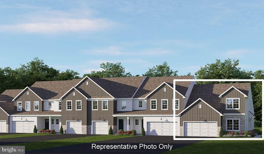 This 2-story, end-of-row townhome includes a first-floor owner’s suite, 2-car garage, and a versatile flex space to the front of the home. The family room, with an ample amount of natural light, opens to the rear deck. The kitchen is well-appointed with stainless steel appliances, quartz countertops with tile backsplash, and a large center island that opens to the dining area. The owner’s suite, tucked quietly to the back of the home, features an expansive closet and a private bathroom with 5’ shower and vanity. On the 2nd floor is a generous loft space, two additional bedrooms, and a full bathroom.