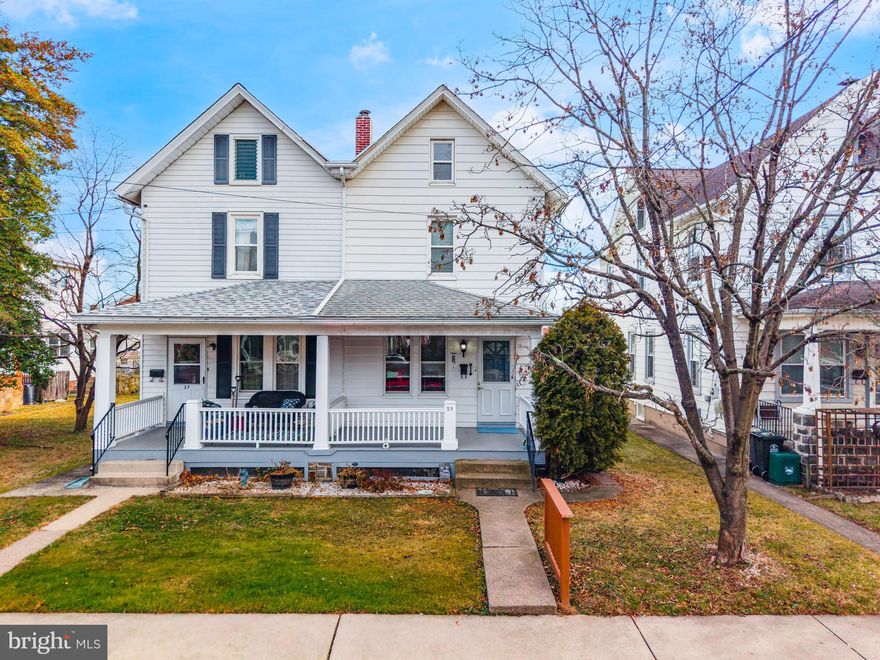 Located in the heart of Quakertown Borough, this 3 bedroom, 2 bath twin offers a traditional layout, spacious rooms, and a large yard within a walkable location close to schools, downtown shops, and local parks. The covered front porch leads into the home's traditional layout with a living room, formal dining room and eat-in kitchen, while original hardwood floors remain preserved beneath the existing carpet throughout the home. The 1st floor's bathroom was upgraded to include a shower during the sellers’ ownership, providing added convenience. Upstairs features 3 bedrooms and a 2nd full bathroom with a classic clawfoot tub as well as an additional 3rd floor space offering future potential as a 4th bedroom or recreation area. Outside, enjoy a large flat yard with brick patio and detached one-car garage. The unfinished basement includes dedicated laundry space, Bilco door walk-out and sump pump. Enjoy low taxes AND low monthly utility costs - adding to the overall value of this well-located property. Schedule today!