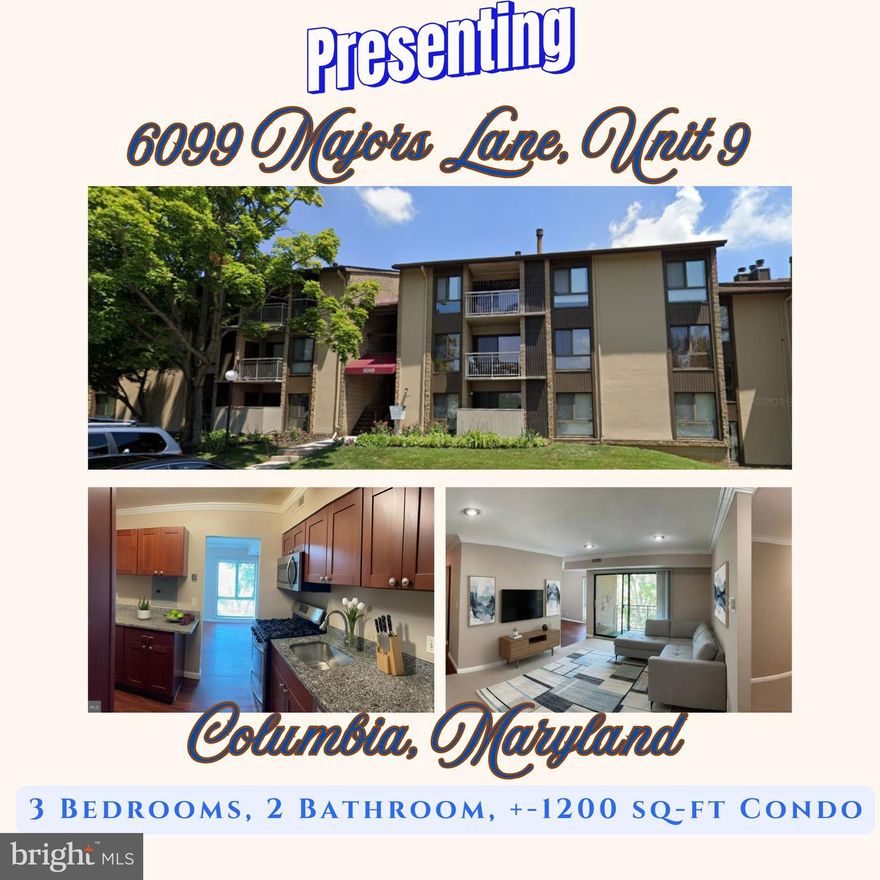 New listing! This charming 3-bedroom, 2 full bathroom condo is located in the beautiful Long Reach Village of Columbia, Maryland. Offering nearly 1,200 square feet of comfortable living space, this third-level unit is filled with natural light and features a private balcony—perfect for relaxing or entertaining.
Inside, you’ll find a recently updated plush carpeting, neutral paint throughout, updated hall bathroom, and a stylish kitchen with granite countertops. The layout is both functional and inviting, ideal for a variety of lifestyles.  All three bedrooms are spacious and offer ample storage, with the primary suite featuring a large walk-in closet.   Perfectly situated in the heart of Columbia, this condo provides easy access to major commuter routes and is just a short walk to a variety of shopping and dining options, including the new upcoming Long Reach Village Center.  Enjoy all that the Columbia Association has to offer, including pools, golf courses, scenic trails, parks, and a wide range of community amenities. This is a wonderful opportunity to own a well-maintained condo in a highly desirable location!