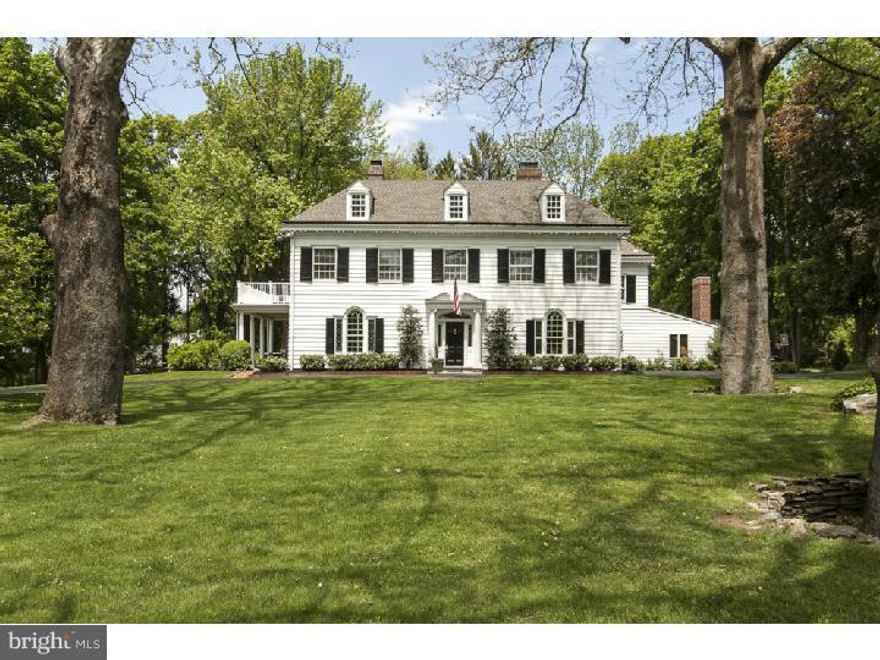 This is the property you've been looking for, located on a picturesque street just steps from Fort Washington State Park and minutes to Chestnut Hill, Flourtown and everything else. Constructed in the 1920's, this Georgian Colonial sits on 1.5 park-like acres and is replete with rich architectural details; including paneled walls, crown moldings and beautiful, refinished random width floors. Meticulously maintained and improved by the current owner, the home includes four well-proportioned bedrooms and three full baths. The first floor offers ample space to relax and entertain, including; Large eat in kitchen with Viking stove, dining area and fireplace; Large family room with wood burning fireplace; Dining room with paneled walls, fireplace and access to a secluded private porch; Formal living room with fireplace and a beautifully detailed study with wood burning fireplace. The fenced rear yard is a small oasis, with large patio area, in ground pool and small cabana. Seller is licensed PA Realtor.