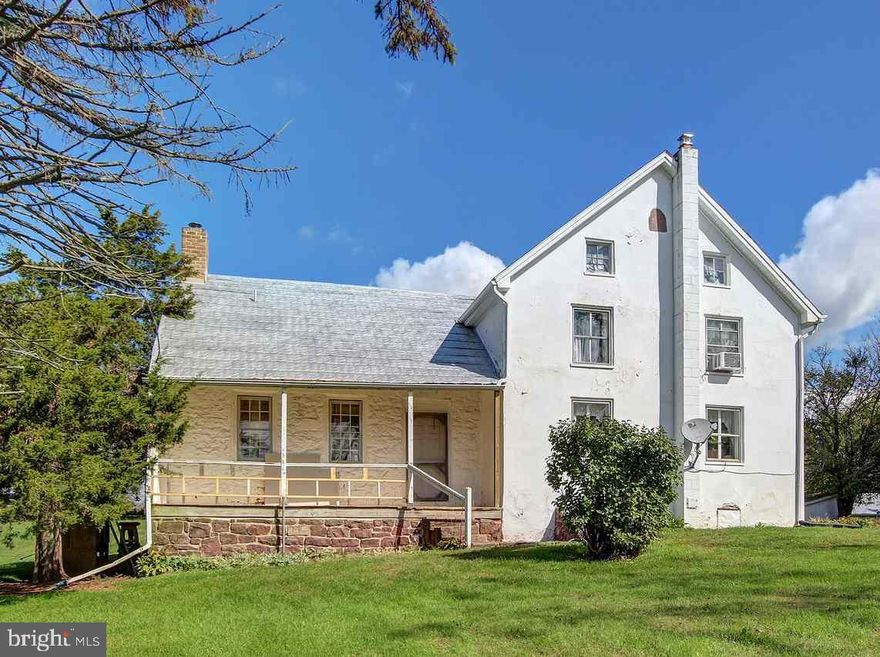 Outstanding opportunity to own this piece of paradise with 68 acres of gorgeous land, streams, 6 stall barn, home, outbuildings, 2 building lot rights,in clean & green & preservation eligible. Cornerstone on home dates to 1786. Sandstone home and barn. Barn has 2 bays for equipment storage. Home has original wide plank floors, deep window wells. Approx. 50 tillable acres.