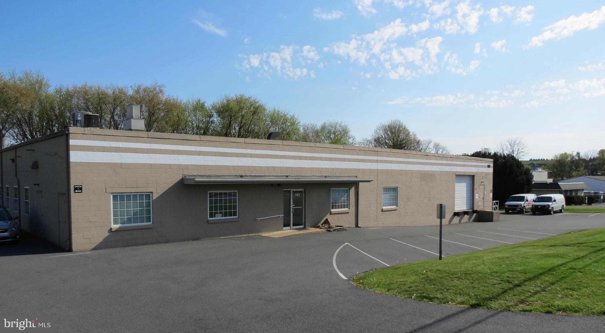 Great location with close access to both Route 30 and Route 283. Warehouse is divided into 3 areas, all with forklift access. Dedicated fiber cable for fast internet access. Available June 1, 2024.