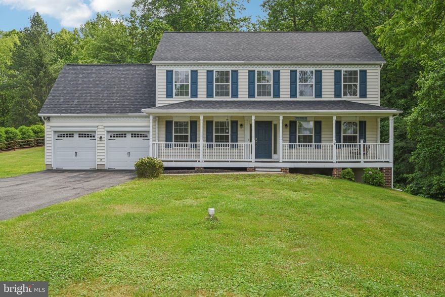This 4BR Colonial in sought after Peach Blossom Farm is sure to please with 2.5 baths sitting on 1 acre of land. A covered front porch and spacious back deck just took relaxation to the next level. The main living area has an open family room with fireplace flowing into kitchen area. Formal dining room and office/den. Second level has Primary bedroom with 2 walk-in closet and private bath and 3 additional bedrooms with another full bath. Full basement with outside entry.