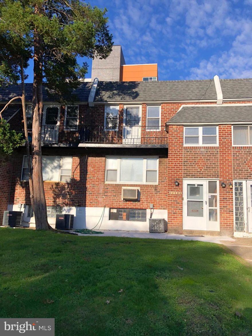 Duplex originally built as one, separate utilities except for cold water, each unit has a living room, a dining area, a kitchen (the 1st floor kitchen has been updated),  2 bedrooms, 1 bathroom, the 2nd floor unit was just painted and has brand new carpeting, there is also a balcony on the 2nd floor, there is a full basement having the clothes washers and dryers and the utilities, there is central air conditioning and there is a 2 car garage, brand new cement (front patio and rear driveway). The 1st floor is rented for $1,040.00.