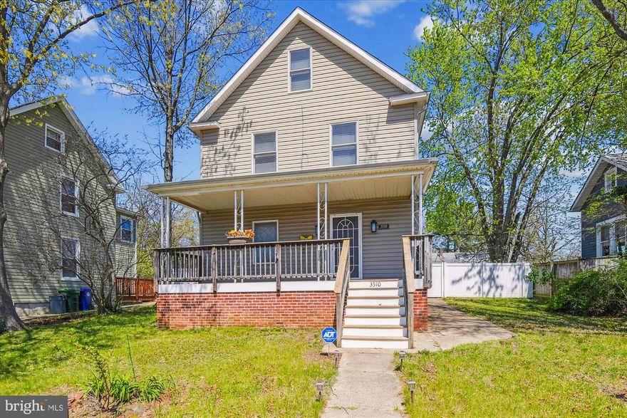 Charming 1920's 4 level build in Hamilton.  Three generously sized bedrooms with two full baths and a first-floor half-bath/laundry room combo totaling over 1,600 square feet of living space above grade.  This home features hardwood and ceramic tile flooring, two large walk-in closets, jetted tub, stainless steel appliances, a rarely available detached single car garage with adjoining two car off-street parking pad, and a large rear yard with 6' privacy fencing.  The HVAC was replaced in the summer of 2024, architectural roof in 2022, windows and doors in 2017. Convenient to shopping, downtown Baltimore, and access to I-695.  Offer price reflects the need for some cosmetic TLC.  Sold AS-IS.