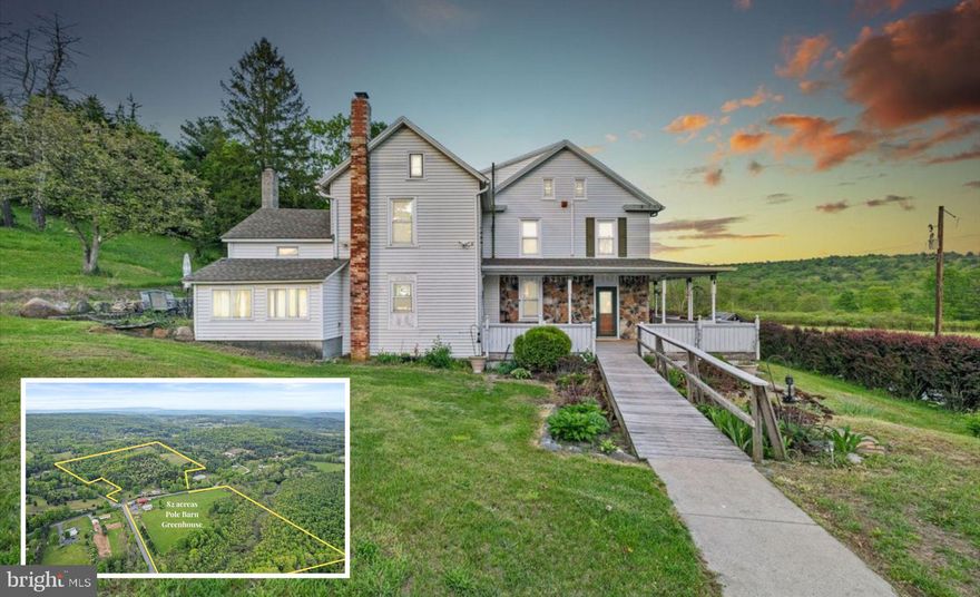 Welcome to your private homestead retreat on 82 acres of preserved Clean & Green farmland. This working farm offers a perfect blend of functionality, space, and comfort. The 2,600 sq ft home features 4 bedrooms, 3 full bathrooms, an office, and a summer kitchen—ideal for homegrown living or canning season. All bathrooms, kitchens, and living spaces have been thoughtfully updated, blending modern convenience with timeless character. Central air keeps the home comfortable year-round.

The property includes a 2,100 sq ft pole barn for equipment or livestock, and a 2,400 sq ft greenhouse with its own dedicated well—ready for year-round growing. Whether you're expanding your agricultural business or seeking a self-sustaining lifestyle, this property is well-equipped and move-in ready.

Tucked away yet accessible, this is the kind of space that doesn’t come around often—functional, private, and full of potential.