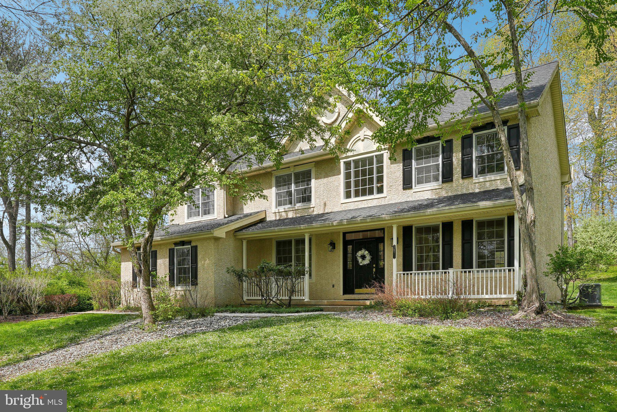 Welcome home to this spacious 4-bedroom, 2.5-bathroom house situated on a lush 1.66 acre lot in a private cluster of just 3 homes.
A beautiful curved staircase and large cathedral ceiling entry foyer greet your guests upon arrival. The main floor features gorgeous hardwood floors, 9-ft ceilings and a sought after open floor plan. The main floor study with French doors is quiet space for an office, while the formal living room gives a sunny space for family and guest alike. The remodeled kitchen boasts crisp white cabinetry, timeless quartz countertops and a center island for casual dining. Enjoy meals in the sunny breakfast room, the formal dining room, or follow French doors to the stone patio for private outdoor experience. Not to be missed, the family room is a cozy retreat with a gas fireplace and plenty of natural light to start your days. The main floor laundry has built-ins to provide organization for a busy lifestyle. A convenient back staircase leads to the upper level.
The primary bedroom is a spacious retreat with a sitting room and a sizable tiled en suite bathroom with double sinks, a stall shower, and a soaking tub . The master suite offers abundant wardrobe space with a walk-in closet, a double closet and 2 additional closets. Three generously sized bedrooms with abundant closet space and tiled hall bath with double sinks complete the upper level. The full basement offers extra height for potential finishing, and the oversized 2-car garage provides ample storage space. Enjoy a summer evening gathered around the fire pit in the backyard or a leisurely walk to White Clay Creek state park. Conveniently located minutes from Newark and Hockessin DE and Kennett Square PA, major roads and shopping, this home offers a sense of privacy without being too far from anything you could need.
You can purchase this home with peace of mind. New 50 yr roof installed in 2024 and a full moisture probe stucco evaluation (2024) with remediation of the chimney and maintenance of the entire stucco field. The septic, well, radon and termite inspections all passed in 2024. Recent upgrades include a remodeled kitchen with Coante quartz countertops, Moen power boost pro faucet, Kraus stainless work sink, stone patio rebuild, refinished hardwood flooring, green energy efficient two-zone Geothermal heat/central air, induction stove, freshly painted walls and woodwork and a propane driven whole house generator with a new battery for automatic electrical backup.