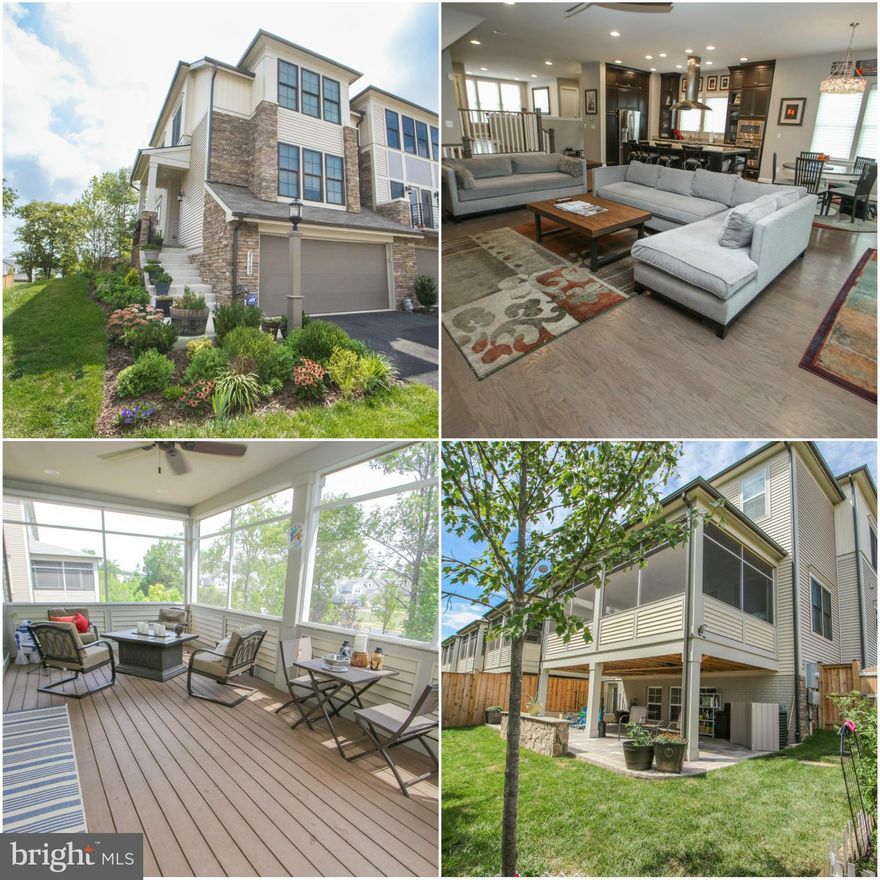 STRIKING MILLER & SMITH 'CARINA' END UNIT! Also for sale! Single family sq footage 4 br/3.5, shows like a model w/ 10" ft ceilings, 30"wide, grmt kit w/ granite & infinity island, impressive open main lvl w/stone FP, & screened porch. Filled w/ designer details & custom finishes. Gorgeous wideplank hrdwds, custom stone patio/fenced yard & spectacular Master retreat w/ seamless glass shower!