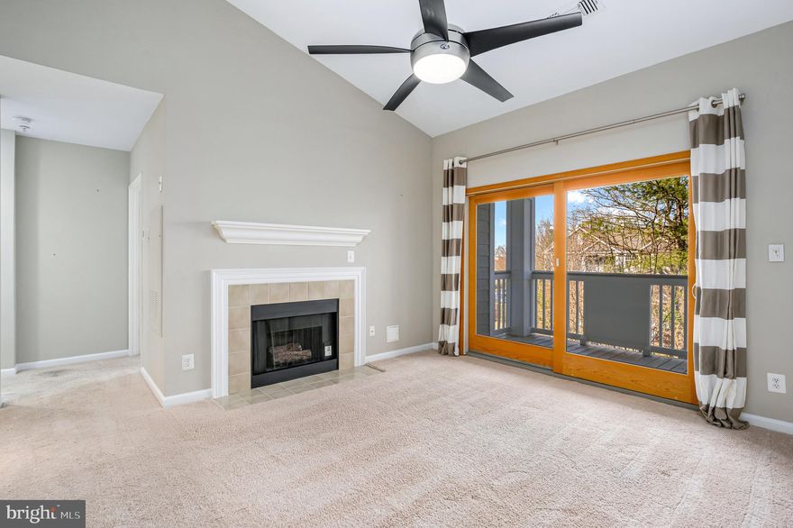 Light-filled top-level condominium in a great Ashburn location. This 1 bedroom, 1 bath home has a large den that’s perfect for a home office, a spacious family room a gas fireplace, vaulted ceiling, and slider to the deck, which overlooks the community clubhouse and pool. The kitchen has  stainless steel appliances and a tile backsplash and is adjacent to the dining area. The large bedroom has great natural light and a roomy closet. Located in the desirable South Glen community, this location is convenient to George Washington University, One Loudoun, parks, shopping, dining, and major transportation routes. Great option to stop renting and start paying yourself or if you need to commute back to work this is great crash pad!