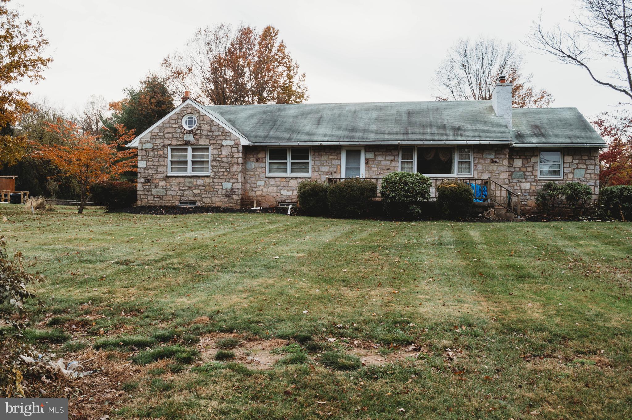 Location, Location, Location!  This ranch-style home is located in the well desired Methacton School District.    Homes on this street do not come on the market too often.   This home offers three bedrooms, two full baths, an open concept living and dining room, main floor laundry, an extremely large screened in back porch,  an expansive basement, and large attic for all of the storage needs.  The living space is cozy and inviting with a wood burning fire place. The first floor bedrooms make for optimal accessibility and convenience. With over 2+acres the backyard gives the owners plenty of space to entertain and  all of the privacy desired.  This property has a newly installed sceptic system within the past two years.  If this was not enough, the home is near many fine areas such as Collegeville and Eagleville with close proximity to a lot of major access routes, local dining, and shopping establishments . This hidden gem has a world of  possibilities and is just needing someone to add their own finishing touches.  Listing agent related to the Estate of Emma Nyce.