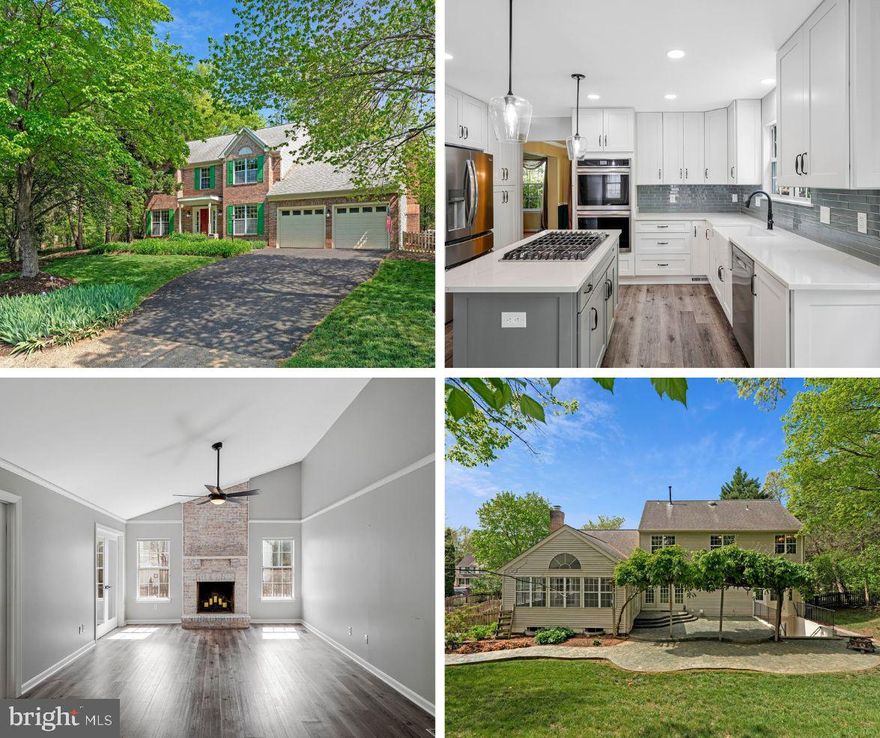 Nestled in the highly sought-after Kingsbrooke community, this beautifully updated 4-bedroom, 3.5-bath home on a .41acre lot, offers the perfect blend of elegance, comfort, and modern upgrades. A charming covered front porch welcomes you into a light-filled 2-story foyer with crown molding, where you’ll find a private home office—ideal for today’s work-from-home lifestyle to the right, while the formal living room and elegant dining room with hardwood floors, bay window, crown molding, and chair rail are positioned to the left. The gourmet kitchen, fully remodeled in 2022, is a showstopper with white cabinetry, quartz countertops and backsplash, farmhouse sink, gas cooking, stainless steel appliances, a center island with custom bookcases, and two pantries. Luxury vinyl plank flooring extends through the kitchen, family room, foyer, and sunroom. The adjoining eat-in area opens to the backyard, while the spacious family room features a vaulted ceiling and cozy wood-burning fireplace. Just off the family room is a bright and airy sunroom with easy access to the rear yard. A mudroom with laundry provides access to the oversized two-car garage, completing the main level.  Upstairs, the luxurious primary suite offers hardwood floors, a vaulted ceiling, a built-in window seat with hidden storage, and a custom walk-in closet. The spa-like primary bath, remodeled in 2008, features a jetted tub, glass shower, and double sink vanity. Three additional light-filled bedrooms with room-darkening shades and a full hall bath complete the upper level.  The fully finished lower level includes new carpeting, a recreation room with projector, screen, and surround sound, a bonus room with ensuite bath, ample storage, and walk-up access to the backyard. Outdoor living is exceptional with expansive stamped concrete patios (front and rear, 2003), trellis, serene waterfall, horseshoe pit, garden area, and a large fully fenced yard—perfect for entertaining or relaxing.  Additional updates include driveway (2025), roof (2013) with 50-year architectural shingles,  furnace (2011), water heater (2011), exterior wood wrapped in aluminum (2009), and updated rain gutters and downspouts (2009), offering peace of mind for years to come.