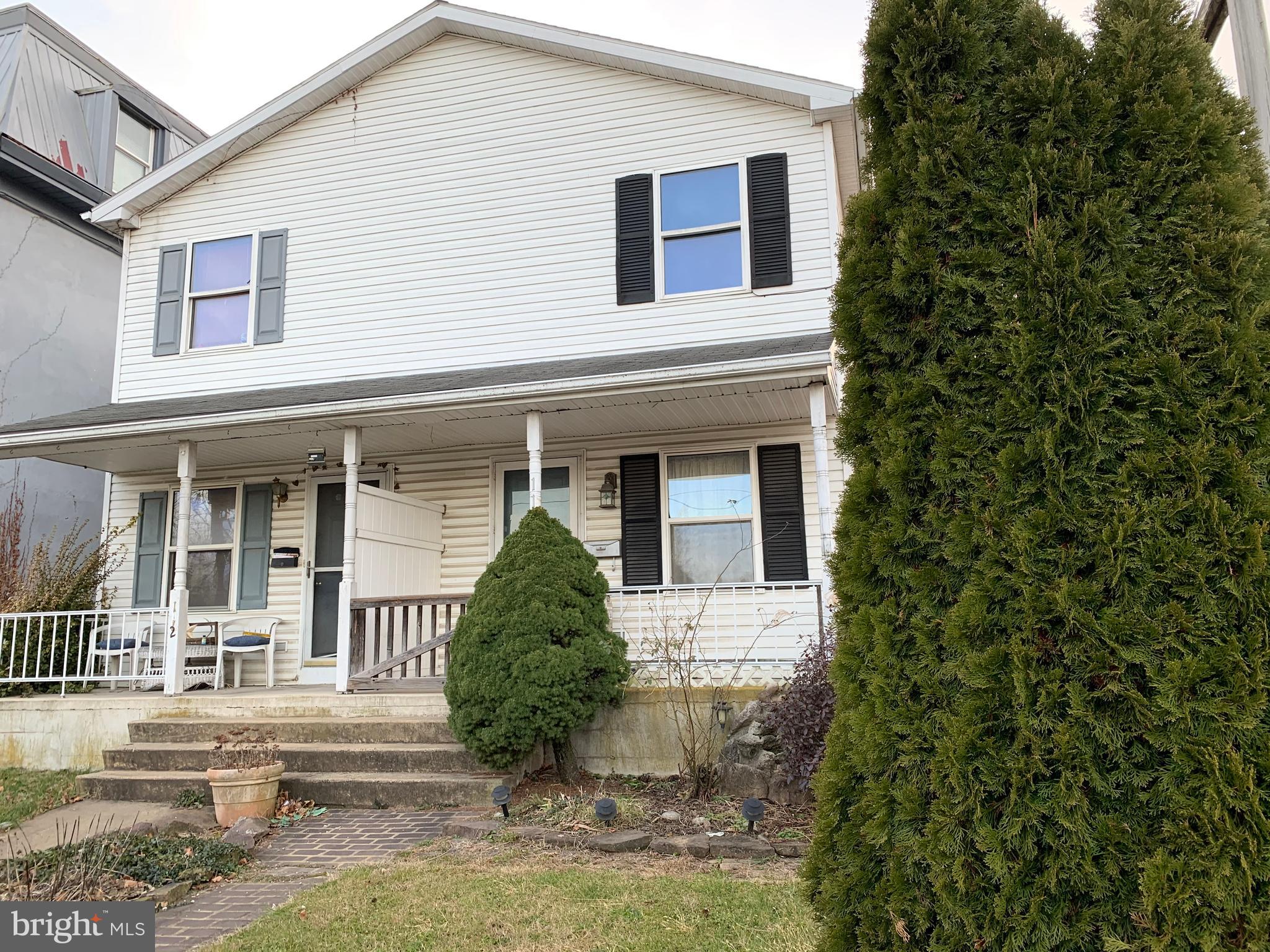 Move right into this 3 Bedroom, 1.5 Bath Twin in Daniel Boone Area School District. The covered front porch & mature landscaping really add to this home's appeal. This home has been freshly painted with tasteful colors throughout. The eat-in-kitchen includes stove, dishwasher, refrigerator, nice-sized pantry closest & a door leading to the rear covered deck & fenced-in rear yard with landscape pond. A half bath & convenient laundry closet complete the main floor. The 2nd floor houses 3 bedrooms with ample closets and a full hall bathroom. Pull down attic storage plus 2 sheds in rear yard satisfy your storage needs. One storage shed has electric & workbench. Conveniently located to gas/convenience stores, Boyer's Food Markets, banks, restaurants & public bus stop. This home is also For Sale (See MLS #PABK351752).