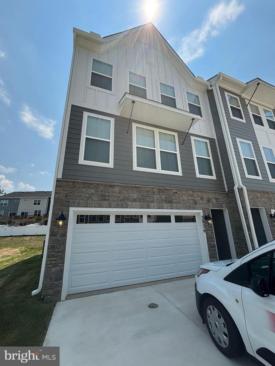 Brand new home for rent! This gorgeous end unit townhouse features 3 Bedrooms, 2 full and 2 half baths and 2-car garage. Located on a quiet cul-dec-sac on a coveted corner location in the new Foxcroft community, this home boasts a Hardie Plank exterior with stone accents, and a rear deck overlooking lush common area. Inside, high ceilings, beautiful luxury vinyl plank flooring, plush carpet, a soft neutral color palette, and windows on three sides create instant appeal. ****** The main level features a bright open floor plan with a center gourmet kitchen with pristine Maple Winstead white 42” cabinetry, Helix Silestone countertops and quality stainless steel appliances. A large center island provides bar seating as warm wide plank flooring flows into the light filled dining room with walls of windows and a chic chandelier. Opposite the kitchen the spacious open living room has sliding glass doors granting access to the deck, perfect for indoor and outdoor living and entertaining. A lovely powder room rounds out the main level. ****** Upstairs the primary bedroom suite boasts a tray ceiling, walls of windows, plush carpet, a walk-in closet, and luxurious bath with granite topped dual sink vanity, water closet, and oversized glass enclosed shower. Two additional bright and cheerful bedrooms share the equally well appointed hall bath, while a laundry closet with full sized washer and dryer adds convenience. ****** The lower level recreation room with sliding glass doors to the back yard has plenty of space for games, media, exercise and simple relaxation, while a 2nd half bath and direct garage access completes the comfort and luxury of this fabulous brand new home! ****** All this in a lovely community with a jog/walking path, picnic pavilion, playground, and more just minutes to an abundance of shopping, dining, entertainment choices. Commuters will appreciate the easy access to Route 1 and 17, I-95 and other major routes.