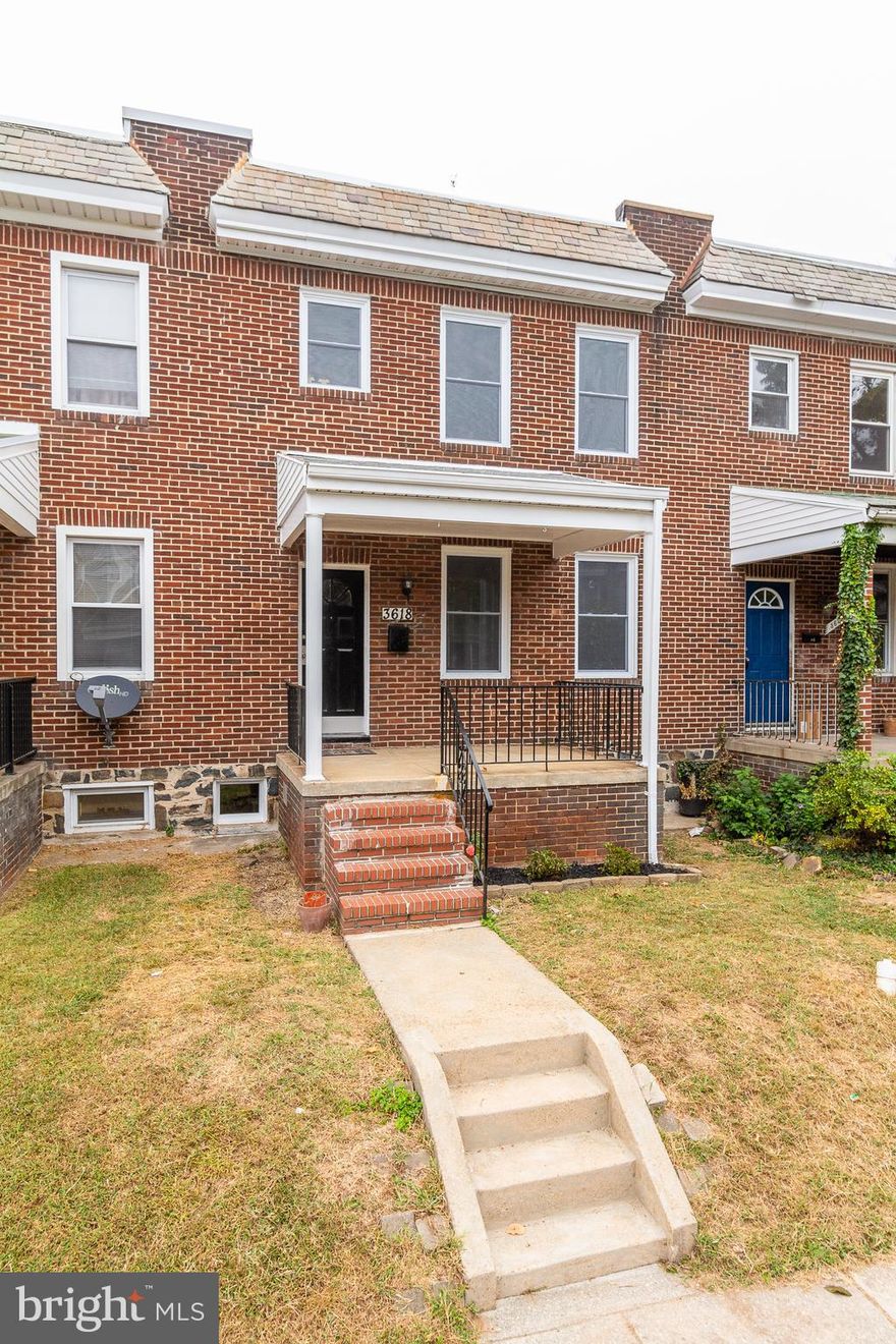 MUST SEE! Beautifully rehabbed 4 bed 2 full bath brick rowhome - ready for its new owners!   Nothing to do but move in!  From the moment you step inside, you'll be amazed at the beautiful renovations and upgrades.  All new kitchen with island counter boasts white shaker (soft-close) cabinets, granite counters, & stainless steel appliances. New flooring throughout: Main level w/new stunning modern-rustic style floors and the upper/lower levels have beautiful carpet.   Upstairs has 3 big bedrooms with lots of closet space, built-in shelves/cabinets and fully renovated full bath.  Mostly finished walkout basement features 4th bedroom/rec room/'whatever kind of room you want it to be' and 2nd renovated full bath.  Both full bathrooms have been renovated with new ceramic tile floors & shower walls, new vanities, mirrors, brush nickel fixtures/hardware, etc.  Huge fenced in back yard can be used for backyard BBQ's, or parking...or both if you want.  Other renovations include: All New Windows, New Full HVAC system, new/updated electric/plumbing as needed, new lights/ceiling fans, new plumbing fixtures, new hardware, new paint, new flooring, new landscaping, and more (see list of renovations in Documents section or ask your agent).  Easy to show - come see it today!