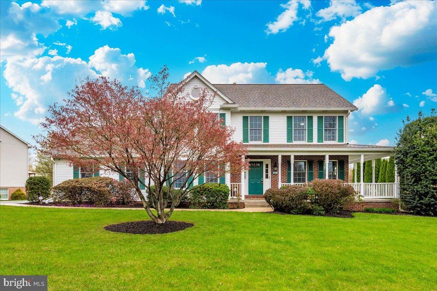 Welcome to this beautiful Colonial in the highly desirable Deerfield neighborhood! You'll love the partially wrapped-around front porch—a perfect spot to relax and unwind. The main level offers a formal dining room and a versatile front room that can serve as a sitting area or home office. A butler’s pantry connects the dining space to the kitchen, which features stainless steel appliances, granite countertops, and a center island. The casual dining area opens into the spacious living room and provides direct access to the rear deck, great for entertaining. Upstairs includes a primary suite with a walk-in closet and private bath, three additional bedrooms, and a full hall bathroom. The unfinished basement offers plenty of potential for future living space or storage. Additional features include a two-car attached garage, a rear yard with a shed, and a new roof and gutters (2021).  Don't miss your chance to own this home—schedule your showing today!