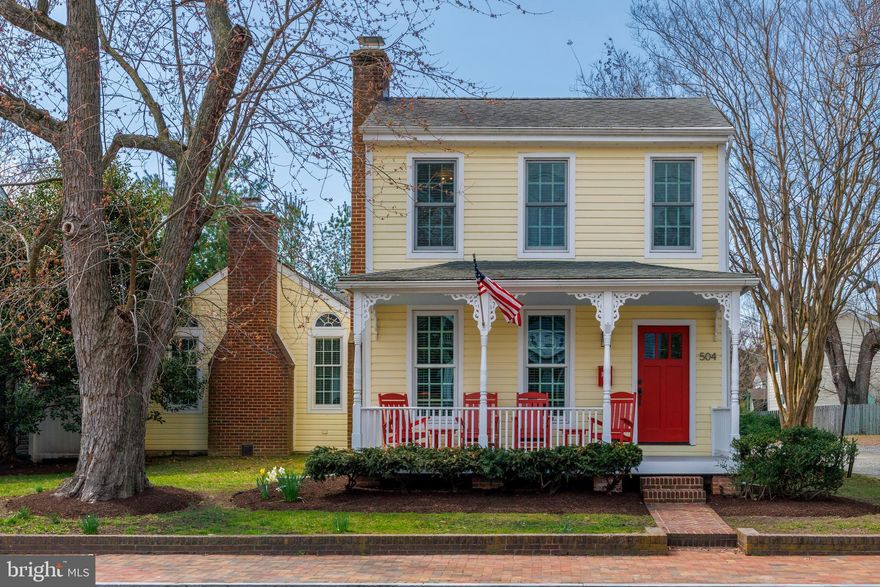 Nestled in the heart of Historic St. Michaels, this beautifully renovated 1900’s home features, multiple fireplaces, hardwood floors and beams with natural light. This 3-bedroom, 2.5-bathroom residence is a perfect Eastern Shore retreat. A charming covered front porch welcomes you into the cozy living room highlighted by a wood-burning fireplace. The spacious, open-concept kitchen boasts granite countertops, tile backsplash, a 5-burner stove, ample cabinet and counter space, a large island with a newly added beverage refrigerator, seating and storage. Overlooking both the dining room and great room, this space is perfect for entertaining. The great room features cathedral ceilings, a second wood-burning fireplace, and a sliding glass door leading to the private backyard oasis.  The primary suite features gleaming wood floors, an en-suite bath with a glass and tile shower and a newly added granite-top vanity. Two additional bedrooms share a full bath with a shower-tub combo. Outside, the fenced rear yard offers a brick patio, a newly installed vinyl privacy fence, and a new flagstone walkway. An insulated storage shed with a covered patio area and separate tool space provides storage options or a perfect office or studio space. Off-street parking adds to the home’s convenience. Located in one of Maryland’s most picturesque waterfront towns, St. Michaels is renowned for its charming boutiques, award-winning restaurants with waterfront dining, and historic attractions, including the Chesapeake Bay Maritime Museum. With its scenic harbor, vibrant arts scene, and outdoor activities like boating, kayaking and the nature trail, the town offers a quintessential Eastern Shore lifestyle. Ideally situated, this home provides easy access to Washington, D.C., Annapolis, Northern Virginia, and BWI Airport—making it a perfect weekend getaway or full-time residence.   Please see the interactive virtual tour.