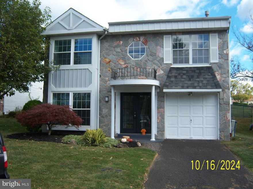 Beautiful 2 story 4-bedroom single contemporary with double-door entry opening into a bright two-story foyer. The spacious kitchen has a breakfast nook overlooking a large family room with a fireplace, new sliding doors lead out to a fenced-in yard with a large stone patio and a beautiful new wooden fence. The first floor features a spacious living room and a formal dining room with a hidden sliding door between them. The second floor features an enormous master bedroom with a professionally organized walk-in closet and a master bath with a jacuzzi tub. All bedrooms have large closets. The laundry room is conveniently on the second floor. Everything from the roof to the heating and electricity are in great shape, with fresh paint throughout. Half the garage has been turned into an extra ventilated room accessible from the family room, which can be used as a home office or a 5th bedroom. The home is on a quiet cul- de-sac, a couple blocks walk to the Forest Hills train station, an easy train ride to Center City Philadelphia and Trenton.