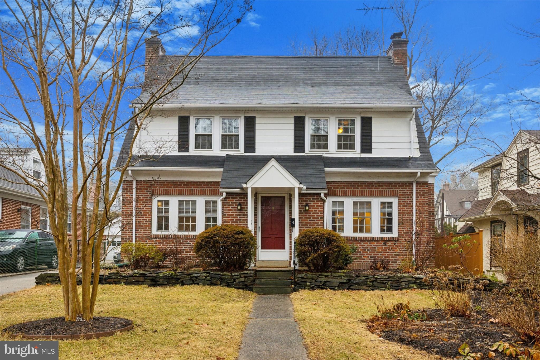 This stately brick colonial was tastefully remodeled in 2016 maintaining the home’s character & charm while creating a wonderful open flow for today’s modern buyers. On a coveted street in the Anthwyn Farms enclave of Lower Merion enter the portico to a classic center hall colonial with gleaming hardwood floors. To the left of the stairs is a formal living room with woodburning fireplace. Just off this room you’ll find a cozy den with an exit to the private driveway. To the right of the hall is the open concept dining room with original built-in cabinetry, breakfast bar and remodeled kitchen featuring white cabinetry, granite countertops, and stainless-steel appliances. A convenient first floor powder room is found here, too. Upstairs you will find a beautifully renovated hall bathroom & linen closet. There are two good size bedrooms both with spacious closets. An office/study leads into the third bedroom on this level. Ascending the stairs to the third floor you will find a fourth bedroom and a full bath with a clawfoot tub and handheld shower. Descend the stairs off the kitchen to the fully finished basement. This provides additional living space. The laundry and mechanicals are found here as well as room for storage. Head out the back door to a patio and deep level yard. You’ll find the newly built (2020) custom, heated garage outside which provides an additional space for an office or studio, plus it offers loft storage room, too. All this and just a short stroll to downtown Narberth with easy access to the train, dining and shops. Ideally situated in the Lower Merion School district this home has everything you’re seeking. This home has an assumable mortgage with a 3% interest rate for qualified buyers.