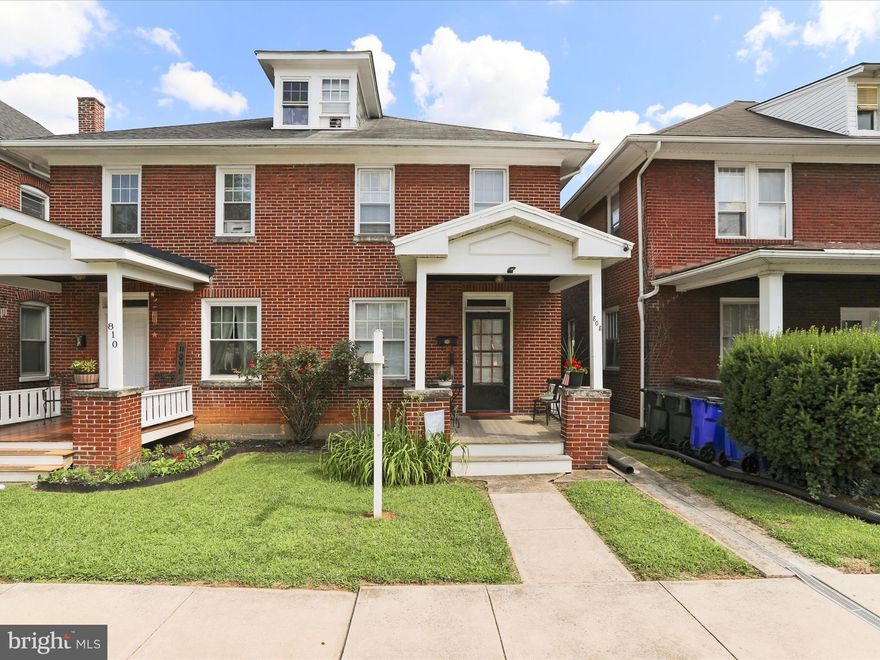 Welcome to this beautifully restored brick home located in the sought-after North End of Hagerstown, perfectly blending timeless charm with thoughtful modern updates. Featuring rear parking for two vehicles and an oversized detached garage, this property offers both convenience and functionality. Inside, you'll find high ceilings, refinished hardwood floors, and a stunning kitchen with soft-close cabinetry, dovetail drawers, premium granite countertops, and stainless steel appliances. French doors connect the living and dining rooms, creating a warm and inviting space ideal for entertaining. The home also boasts a mahogany front porch and a covered back porch off the kitchen for relaxing outdoor living. A walk-up attic offers the potential to be finished into a playroom, office, or additional living space, while the basement with a concrete floor is ready for future expansion. With exceptional craftsmanship and custom details throughout, this home is truly one of a kind.