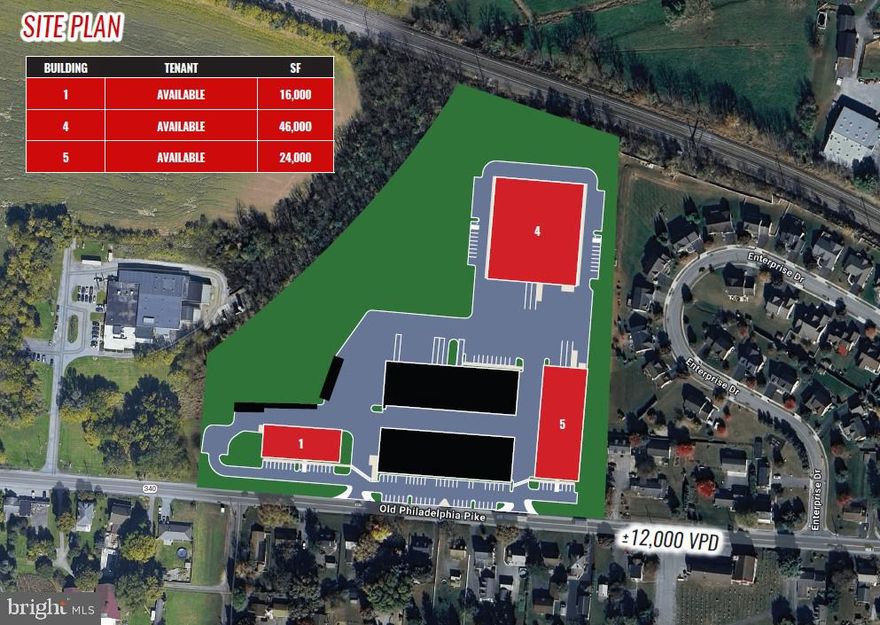 24,000 sf  industrial building available for build to suit to lease. 6’ thick concrete floor. 24’ clear at the eaves. Two 8’x9’ overhead doors and four. 12’x12’ overhead doors.  800 AMP, 480-volt, 3 -phase electric service. LED interior lighting. Gas-fired heating units. 1 ADA restroom.