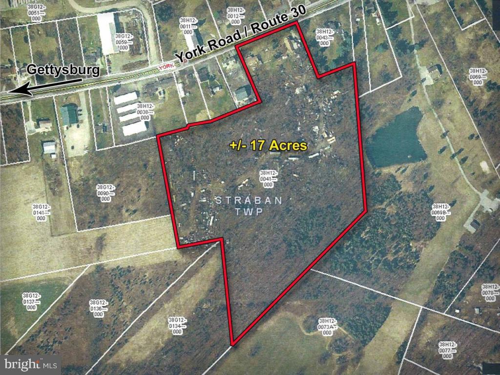 Recent township zoning amendment provides District Overlay for warehouse. Outstanding commercial development property for many uses. Also frontage on Route 30/ York Road/ Lincoln Highway. Owner to remove all miscellaneous vehicles from property before closing. Owner will complete Environmental Phase I study upon receiving acceptable offer. Property includes two (2) ranch houses in fair condition.