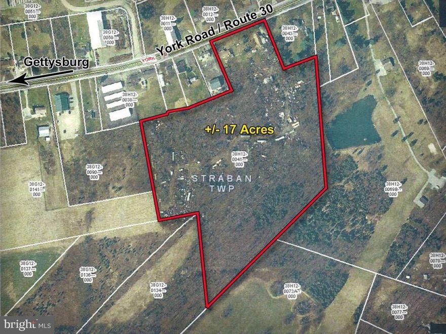 Recent township zoning amendment provides District Overlay for warehouse.  Outstanding commercial development property for many uses.  Also frontage on Route 30/ York Road/ Lincoln Highway.   Owner to remove all miscellaneous vehicles from property before closing.  Owner will complete Environmental Phase I study upon receiving  acceptable offer.   Property includes two (2) ranch houses in fair condition.