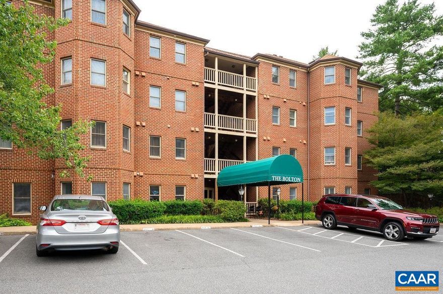 This ground floor unit in The Bolton building at Branchlands is move-in ready and ideally suited for anyone prioritizing convenience, single-floor ease and modern living.  Owners suite has ample closet space and the extra full bath serves guests and family nicely.  A designated parking spot right in front ensures quick access and buzz-in front door via lobby lets your guests with guest parking near the front of the building. The great room has ample space for a dining room table, a tidy office set up and space left for living and entertaining-an a patio!  Separate laundry room with extra storage, and a kitchen with long runs of counter-space, generous cabinets and a new dishwasher August 2023.  All new carpet in August 2023, too. Additional, easy-to-access storage space on 1st floor of building. Condo dues include water, trash pickup, landscaping, leaf removal, tree trimming, snow removal, elevator maintenance and security.  Nature trails, mature landscaping, pond, sidewalks are hallmarks at The Branchlands community as well as easy access to Rte 29, downtown Charlottesville and Interstate 64.  Whether seasonal, second home, or full-time, The Bolton is ideally located. This building has a sprinkler system for extra peace of mind!,Wood Cabinets