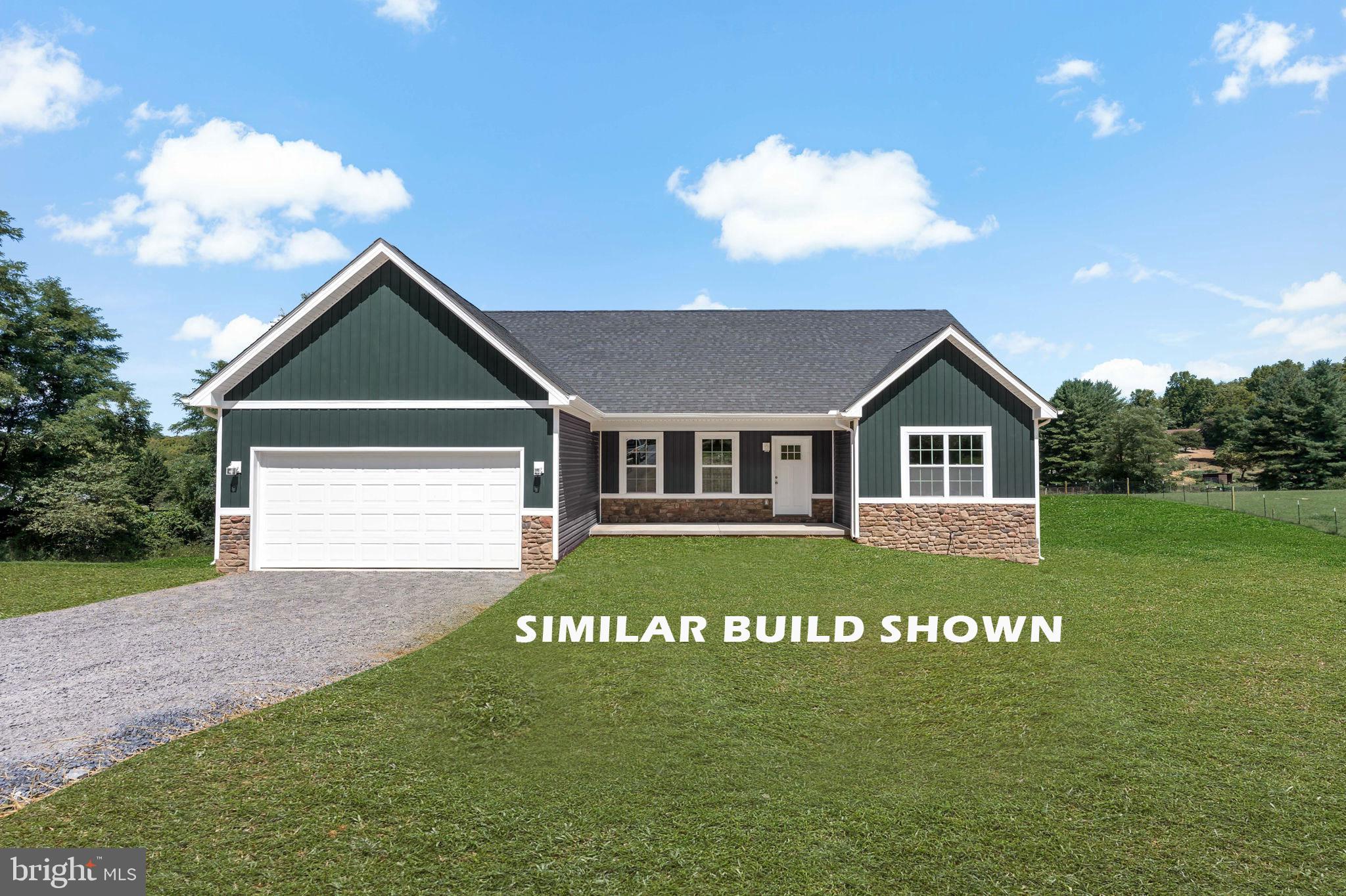 Discover the perfect blend of modern design and peaceful country living in this brand-new 3-bedroom, 2-bathroom home, set for completion around the end of July! Nestled on 0.99 unrestricted acres with no HOA, this property offers the freedom to enjoy your space your way. Step inside to a bright and airy open-concept layout with vaulted ceilings, creating a spacious and inviting atmosphere. The luxury vinyl plank (LVP) flooring flows seamlessly, offering durability and style while cushiony carpet lines the bedrooms. The kitchen overlooks the living and dining areas, making it ideal for entertaining. The primary suite is a private retreat with an en-suite bath, while two additional bedrooms and a full bath provide ample space for family or guests. Need more room? The unfinished basement features a rough-in for a future bathroom and space for future bonus rooms offering endless possibilities for expansion. Enjoy nature right in your backyard, as the property backs to views of a nature, perfect for relaxing mornings or peaceful evenings. The attached 2-car garage includes a separate storage room, providing plenty of space for tools, outdoor gear, or hobbies. Don’t miss the opportunity to make it yours—schedule your tour today!