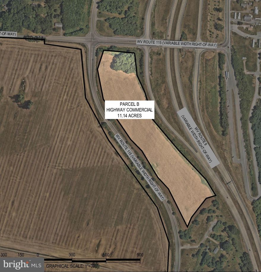 Zoned Highway Commercial, located at US Rt9/Charles Town Road Currie Road Exit, just off the West side Exit frontage on enterance ramp, Currie Rd and Mildred Street. The property spans 11.14 acres and is conveniently situated near public utilities. Surrounding the commercial property are approximately 262 acres of land currently zoned R6 residential, which is being marketed for sale. Additionally, Jefferson County Schools’ newest campus, Ranson Elementary, recently opened to students.