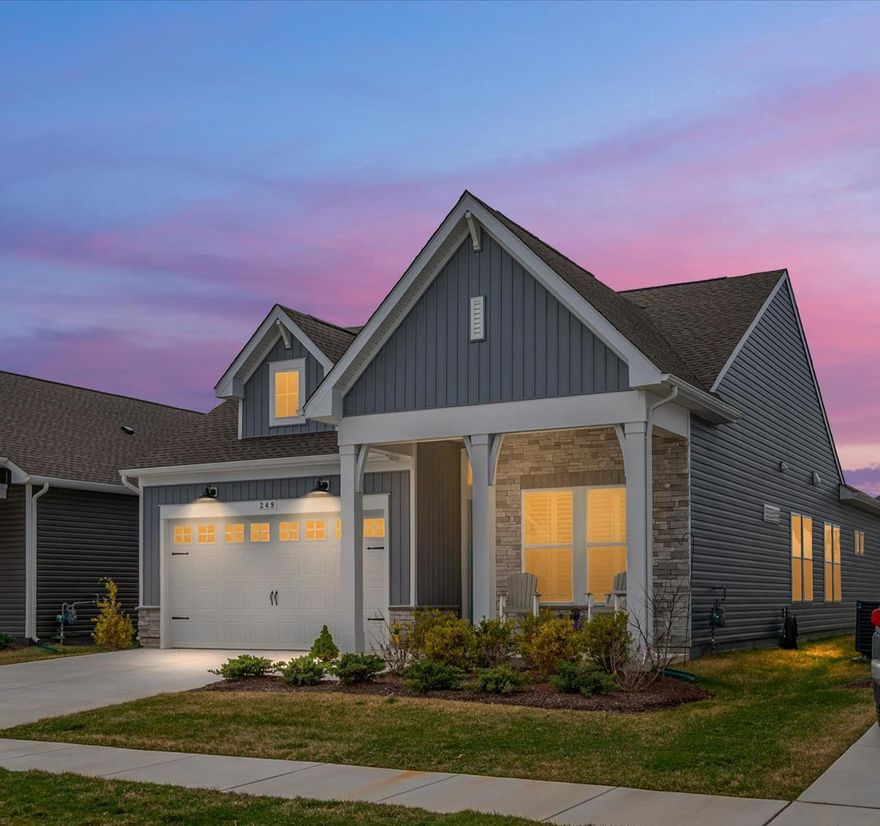 $20,000 Price REDUCTION... make your move NOW! No waiting on the Builder for 8+ months!!  This just like brand new Jenkins II Model built in June 2025 boasts soaring, coffered and vaulted ceilings in the 2,025 sf of spaciousness! The generously sized primary suite & spa like bath with a huge walk-in-closet, double vanities & walk-in-shower is sure to make you feel like Royalty! The 2nd bedroom & full bathroom are located across the home which offers privacy for you and your guests. Barn doors open to a bonus room which easily can be used for a 3rd bedroom or home office! Bright and open kitchen with gleaming white Quartz countertops, shiny stainless-steel appliances, Gas cooking, wall oven, cabinetry to the ceiling for all of your storage needs and a walk-in pantry to die for is every chef's dream! The large center Quartz Island hosts your sink, additional cabinets and is poised to entertain all your family and friends! The Dining Room area is the perfect spot for hosting Holidays and there is nothing more inviting than the floor to ceiling shiplap wall that hosts the cozy gas fireplace. The screened porch extends your living space and is the perfect spot to enjoy coffee in the morning and a cocktail at night along with a crab feast here and there!  Customized upgraded touches include plantation shutters and roman shades by that create a designer feel as soon as you step through the door! Four Seasons at Kent Island is truly a one-of-a-kind place to live for the 55-year-old and Better!!  Want to start your day with yoga or go for a paddle on the Chester River, maybe meet friends at the outdoor bar to watch the Sunset by the firepit? Enjoy the new 24,000 sq ft clubhouse, indoor pool and outdoor infinity pool, a state-of-the-art gym, game room, pickleball and tennis courts, walking and biking trails, a pier for fishing and boating on the Chester River, a kayak launch, and even a dog park! The community is tucked away, peaceful and private, but you're just minutes from restaurants, golfing, marinas, shopping and close to Annapolis and Easton for health care needs. This is a place where life slows down in the best way, where neighbors become friends, where the "to do" list gets shorter and the “want to do” list gets longer! Come enjoy the tranquility of Eastern Shore living at its finest- welcome home to 249 Warbler Way! One year builder walk through is June 2026.